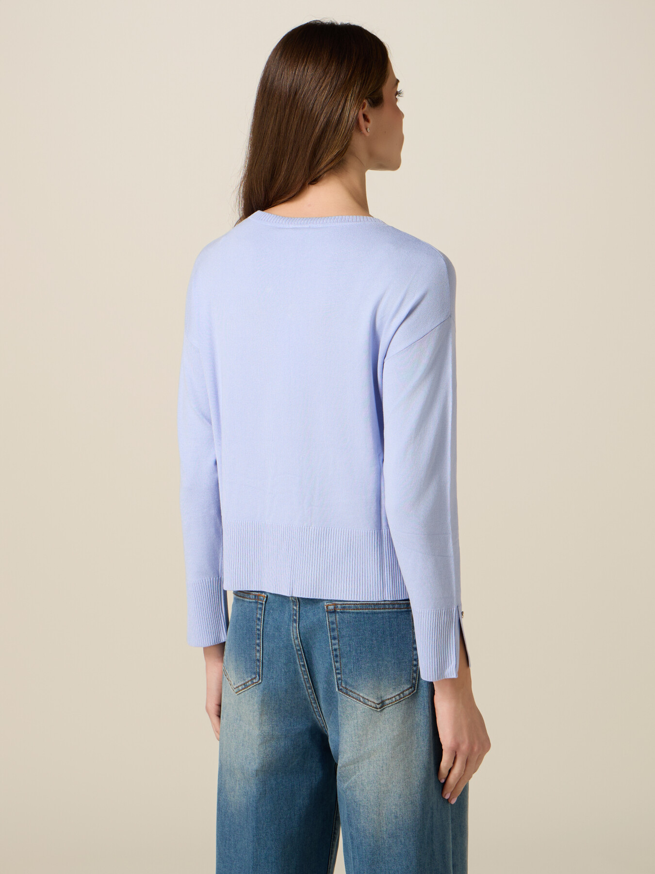 Viscose blend sweater with jewel buttons image number 1