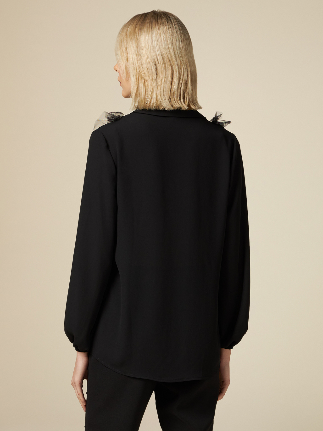 Blouse with tulle ruching image number 1