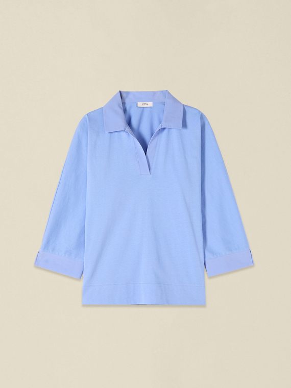 Polo t-shirt with poplin details