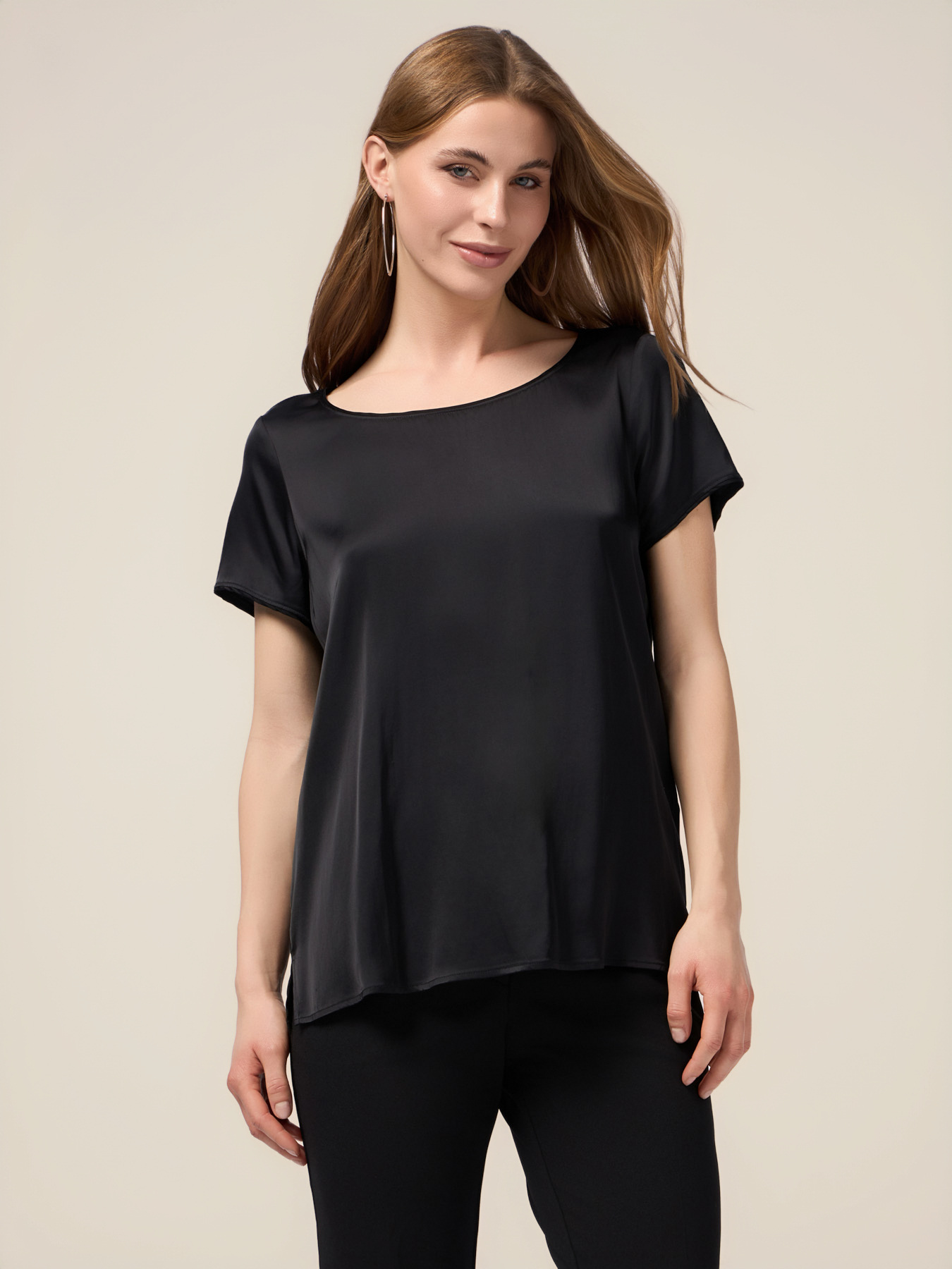 Blusa in raso misto viscosa image number 0