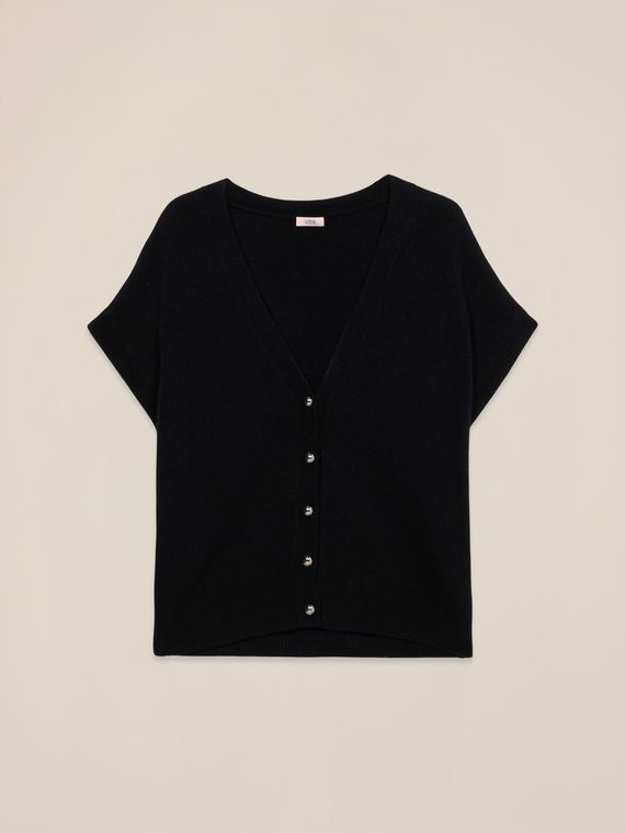 Cardigan court en maille fine m&eacute;lange viscose