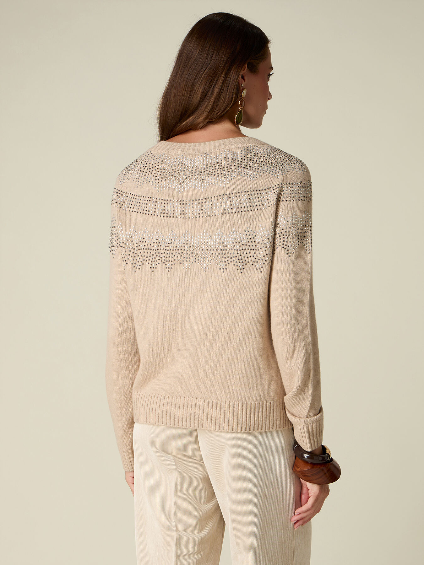 Maglia misto lana con cristalli image number 2