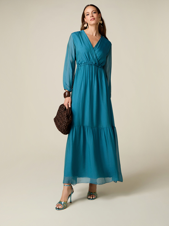 Vestito lungo in voile di seta