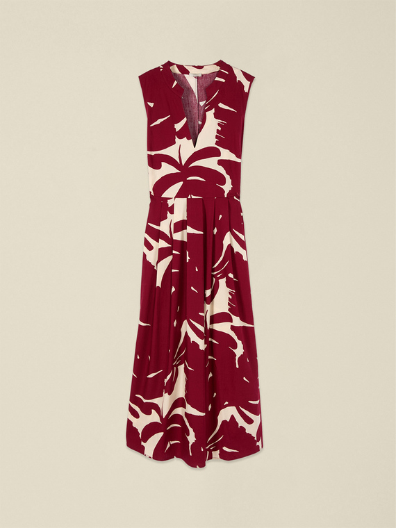 Robe &eacute;vas&eacute;e en popeline &agrave; motifs