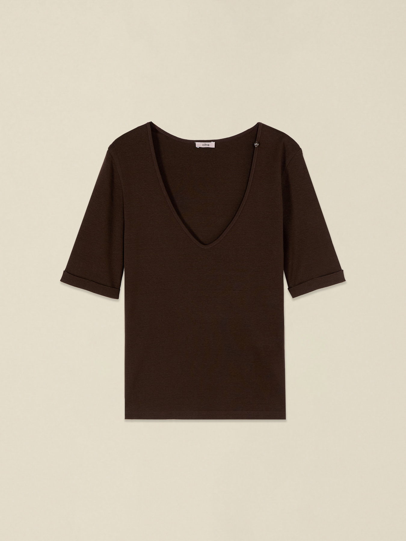 T-Shirt mit V-Ausschnitt und schmalen &Auml;rmeln image number 3