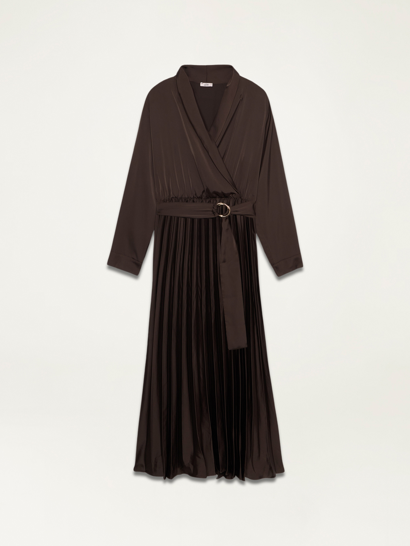 Midi satin dress with pleated skirt image number 4