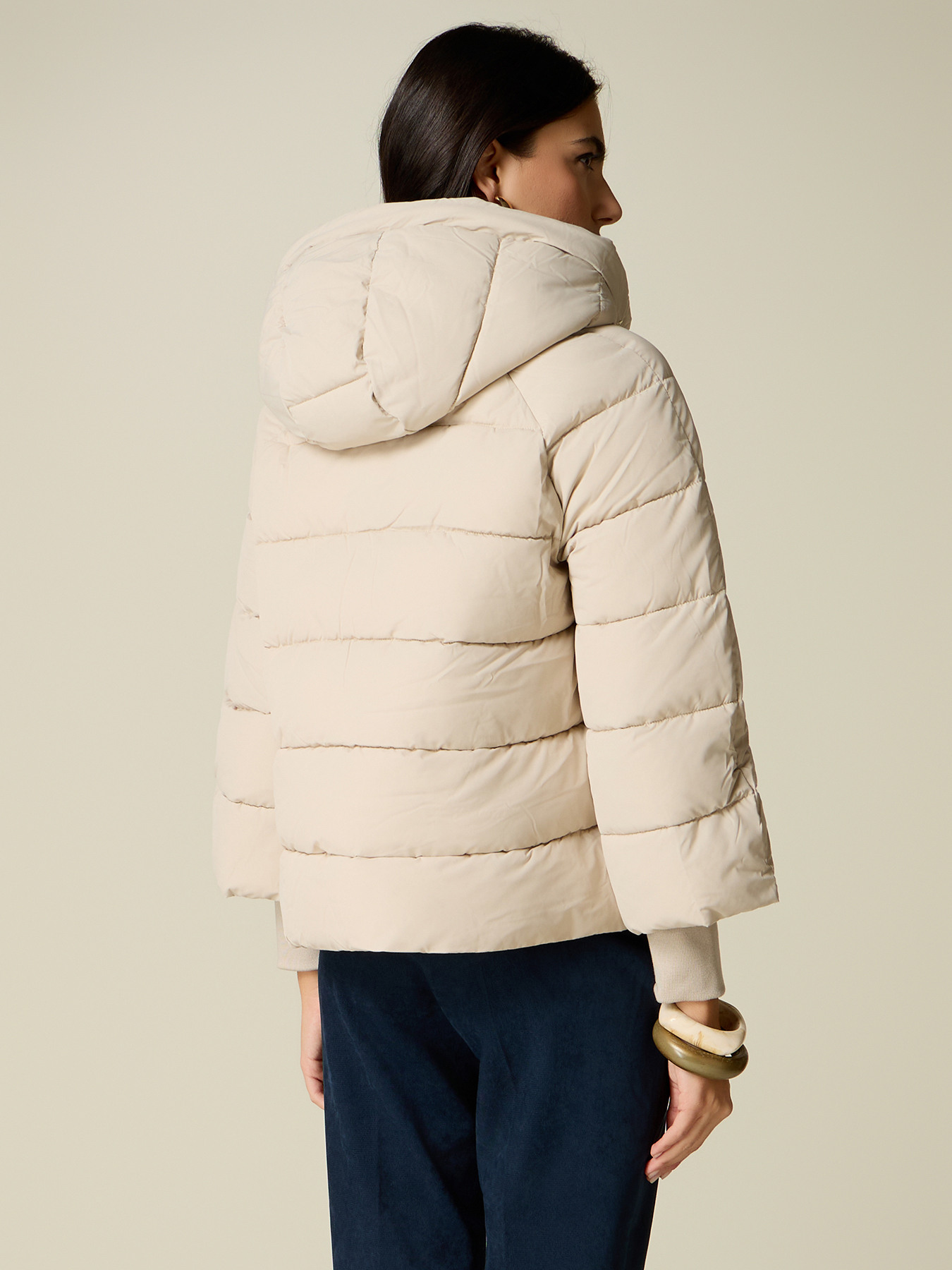 Nylon hooded puffer jacket image number 1