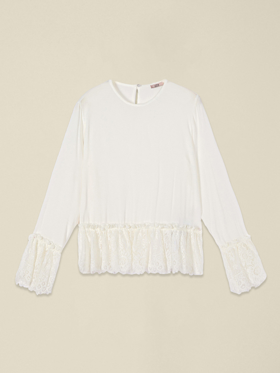 Bluse aus Viskose mit Spitzendetails
