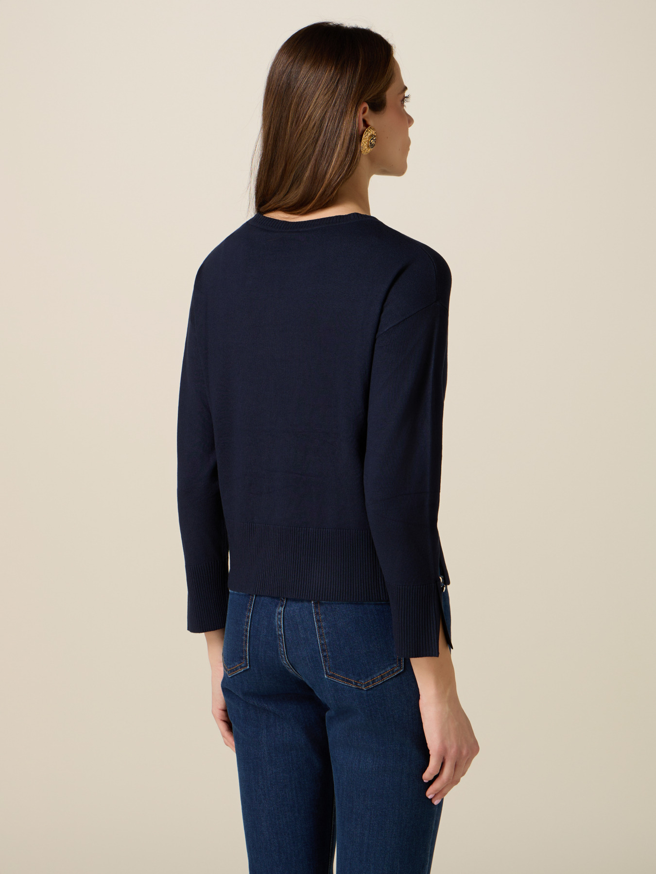Viscose blend sweater with jewel buttons image number 1