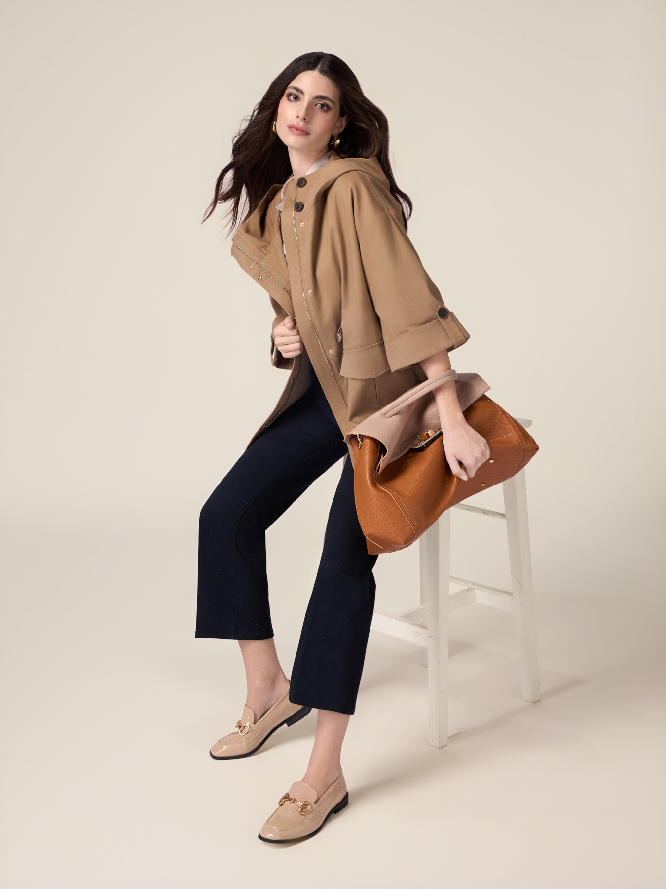 Regular denim pants with micro crystals image number 0