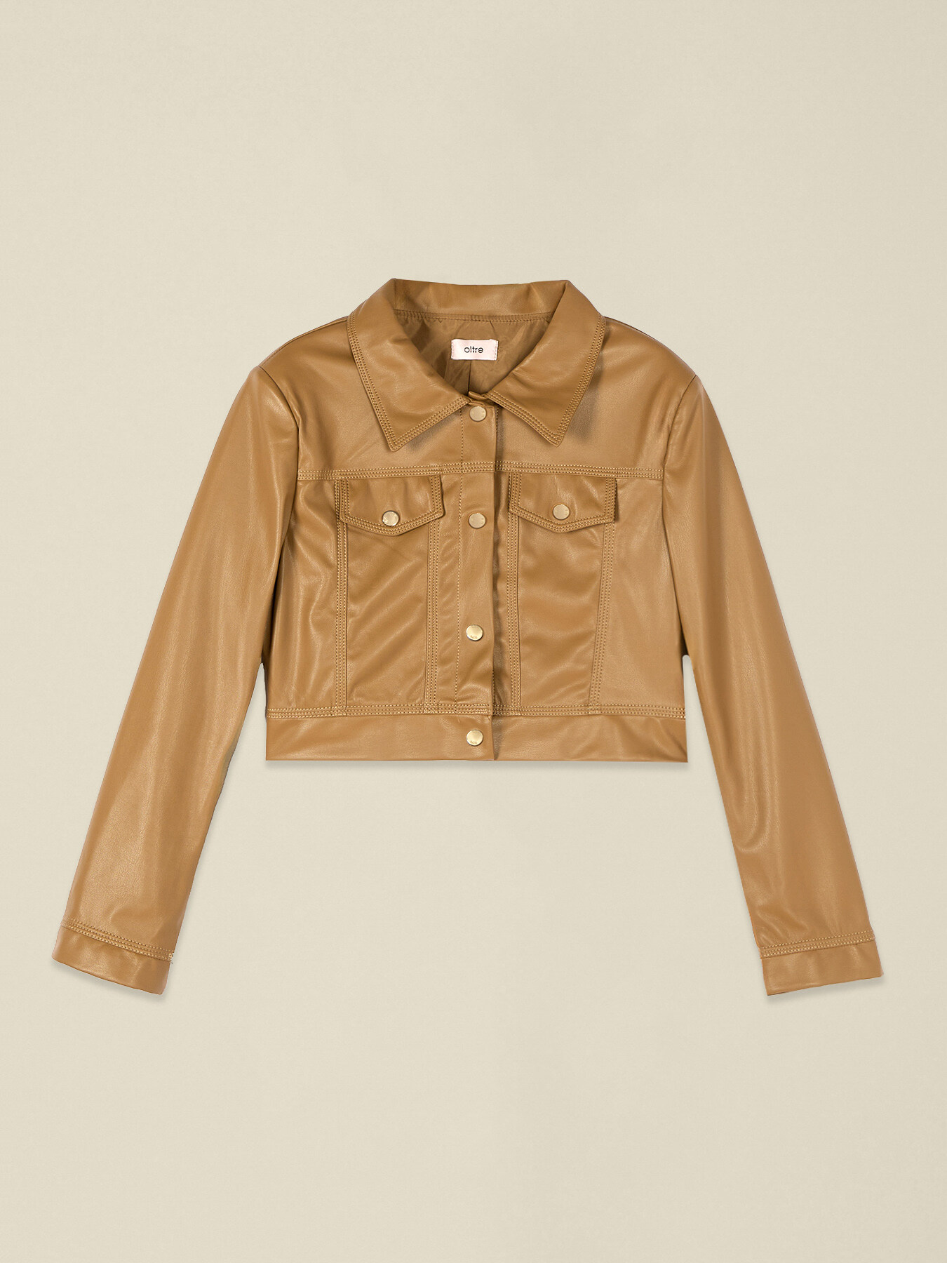 Cropped jacket in coated fabric image number 3