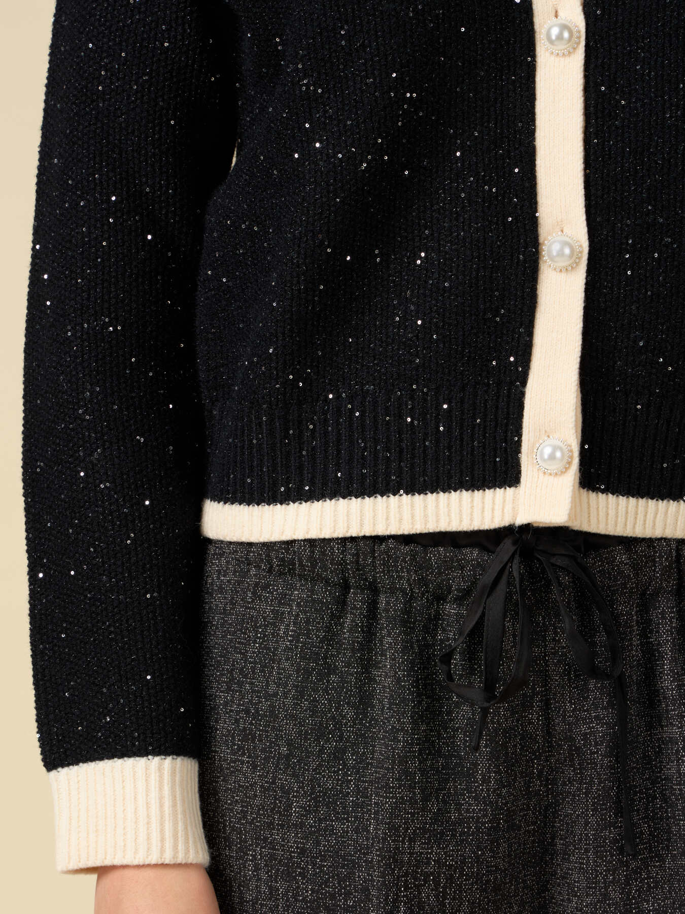 Two-tone jacket-effect cardigan image number 2