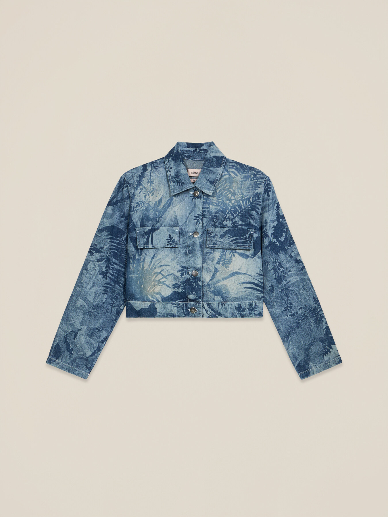 Short printed denim jacket image number 3
