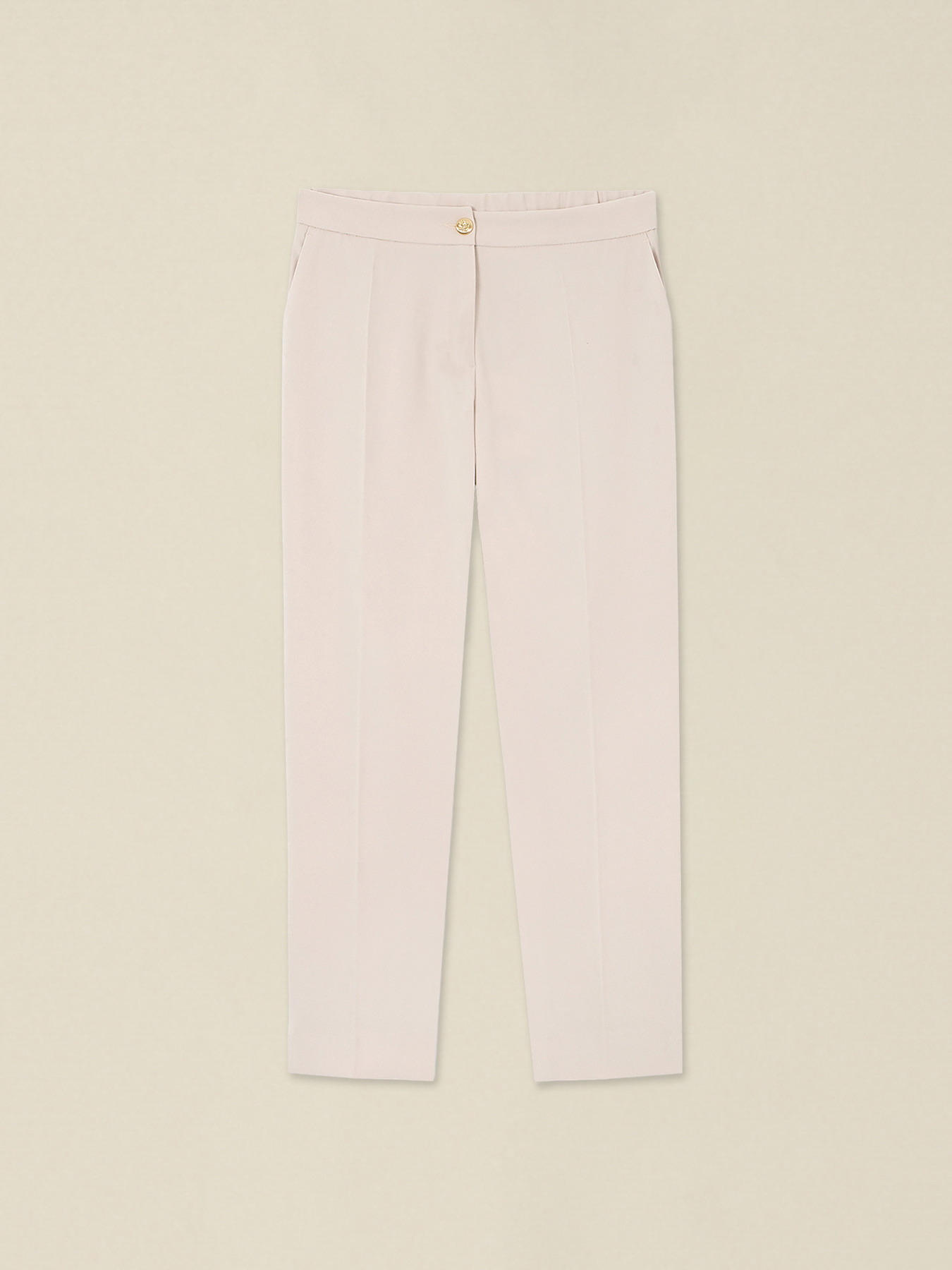 Pantaloni tip țigaretă din efect de velur reiat image number 0