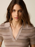 Gestreifter Strick-Poloshirt mit Lurex image number 2