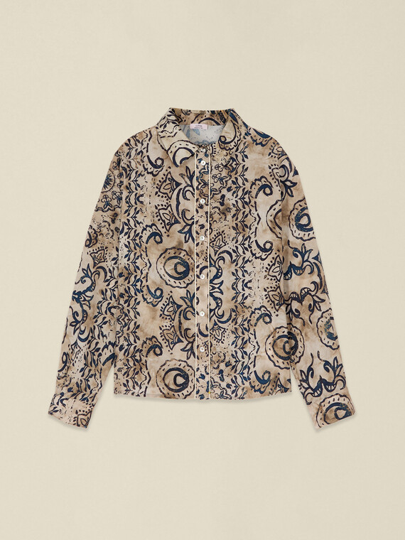 Patterned satin shirt