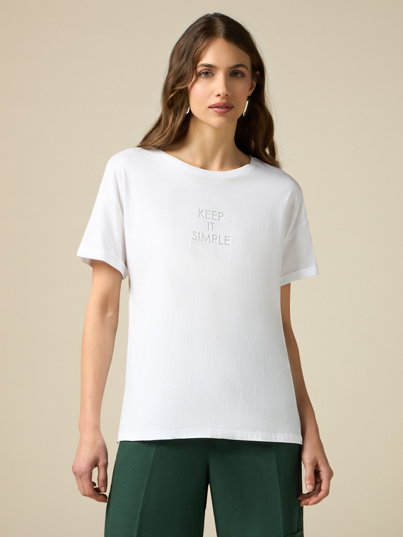 T-shirt with patterned satin part