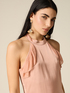 Long satin dress with ruffle image number 2