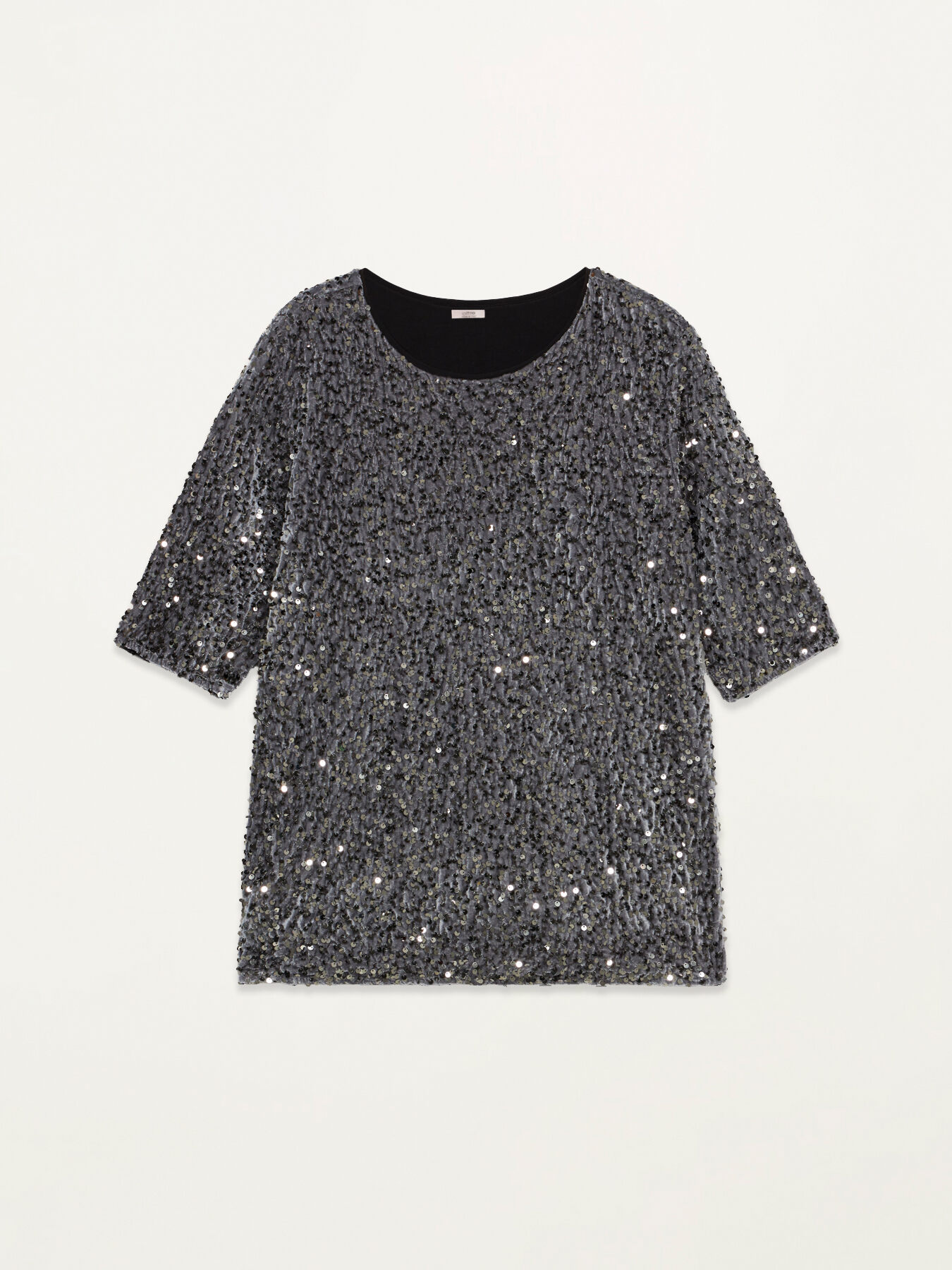 Blusa de terciopelo y lentejuelas image number 3