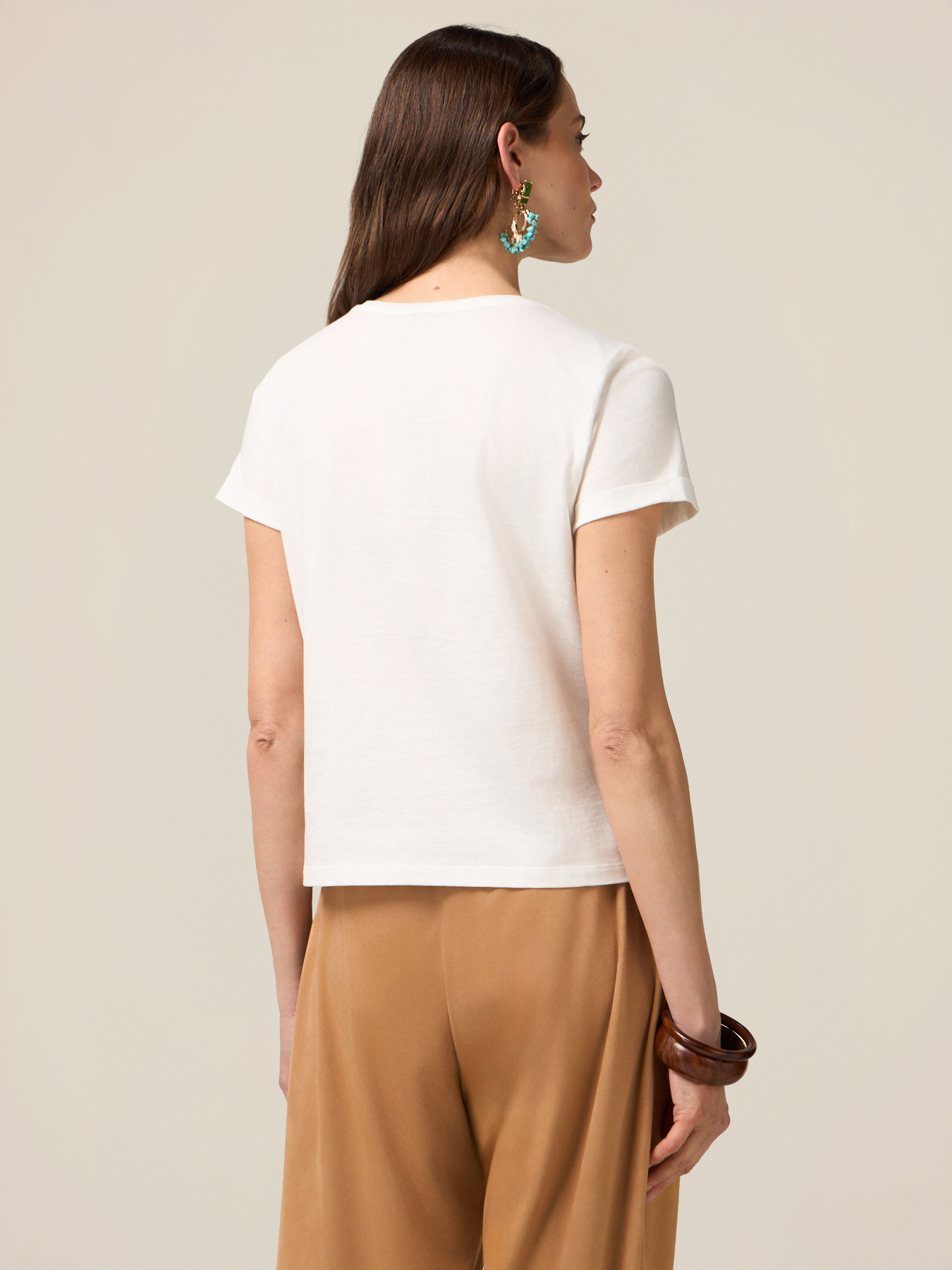 T-shirt in cotone con stampa e applicazioni image number 1