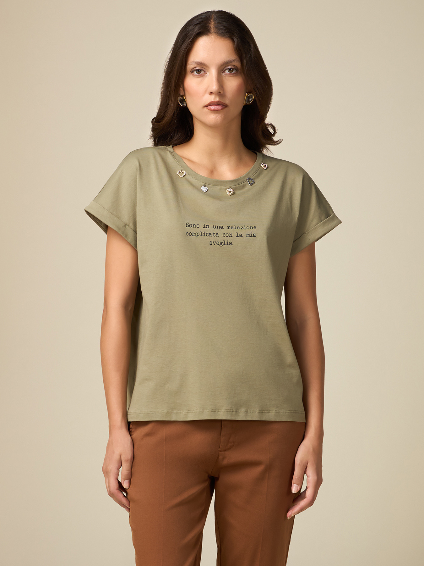 T-shirt inscription avec breloques image number 0