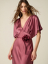 Rochie lungă din satin cu aplicație florală image number 2
