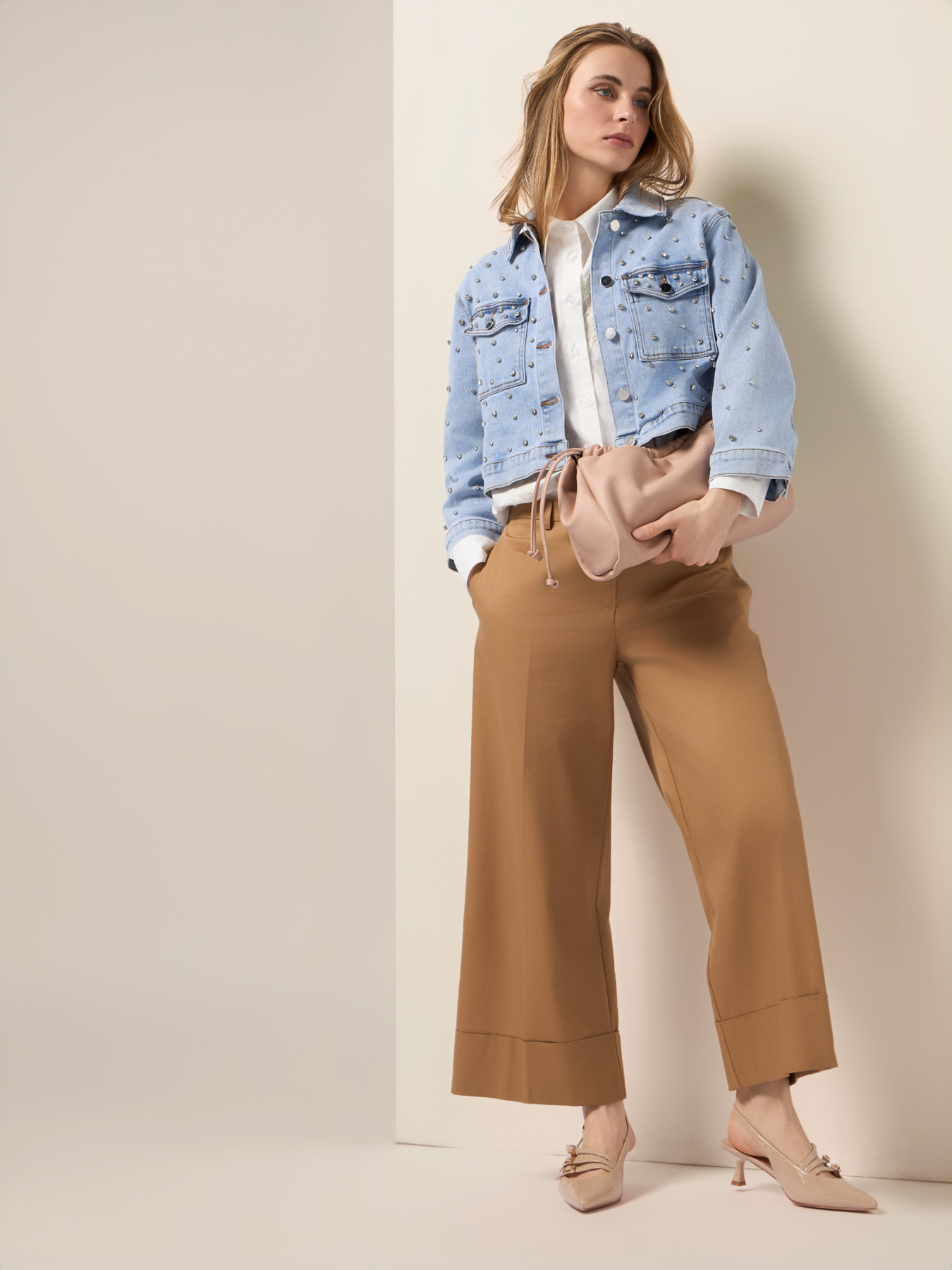 Cotton blend palazzo pants image number 0