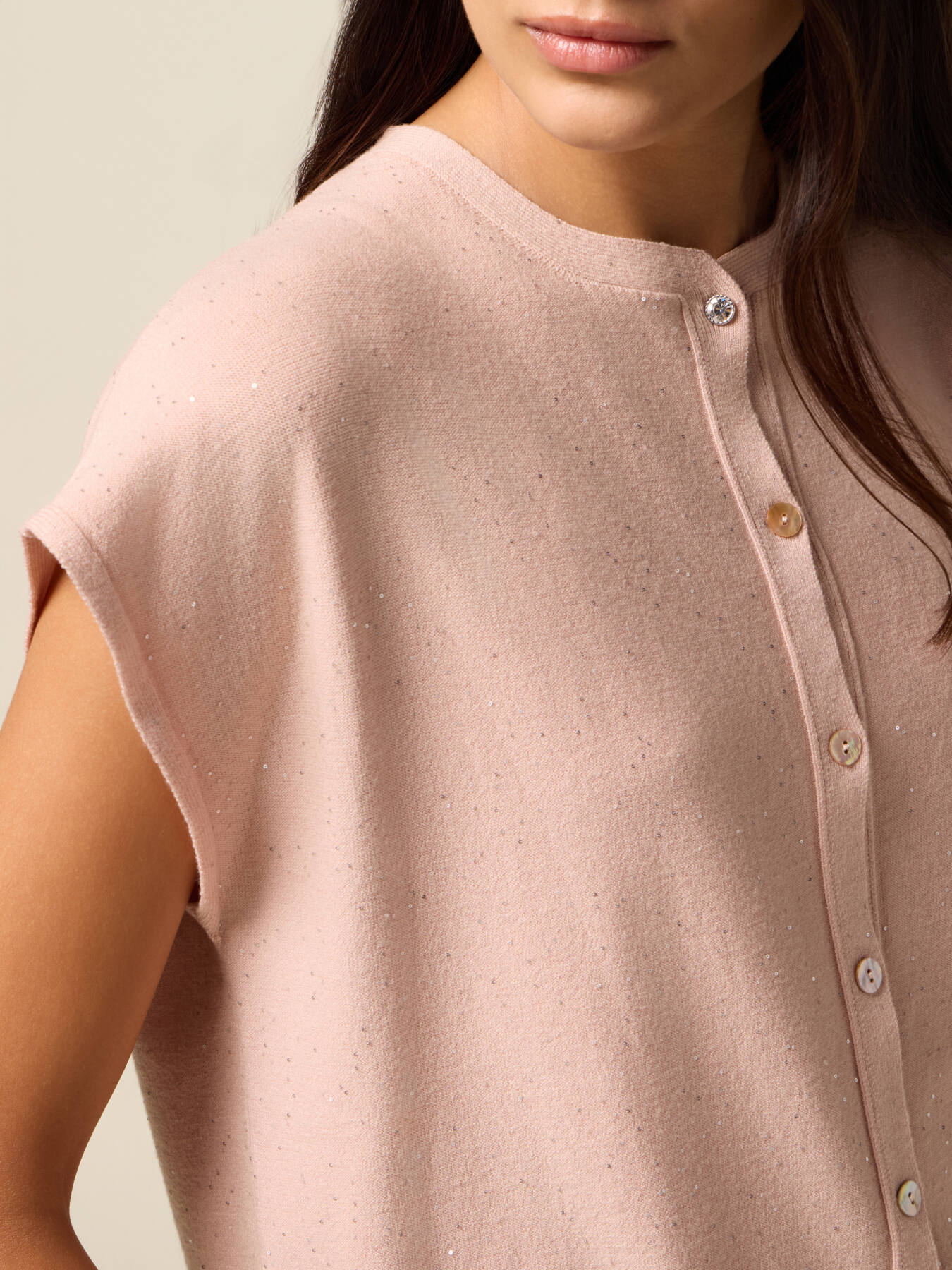 Cardigan corto con paillettes image number 2