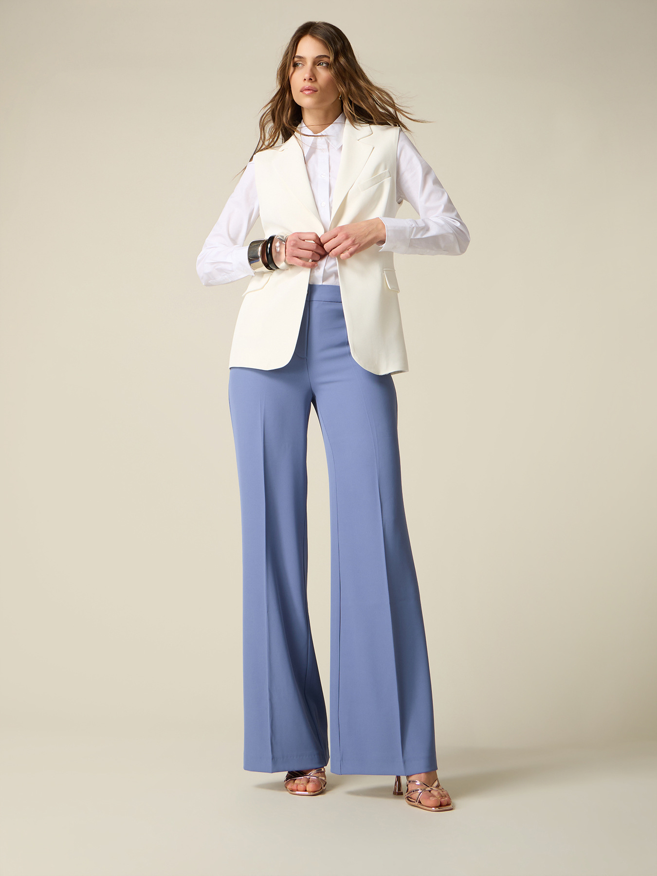 Palazzo pants in fluid fabric image number 0