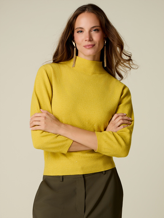 Rollkragenpullover mit Mini-Pailletten