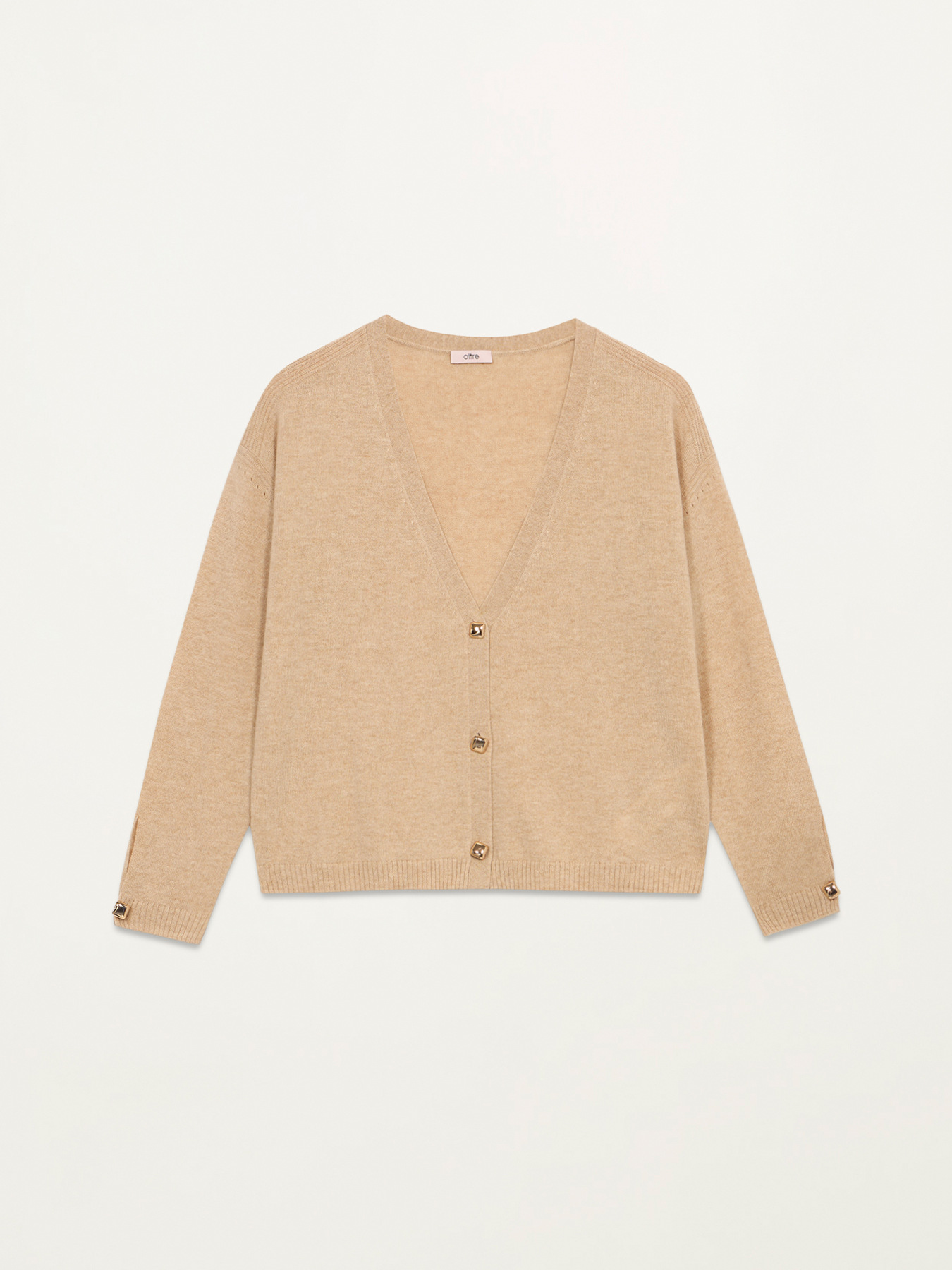 Cashmere blend cardigan with square buttons image number 3