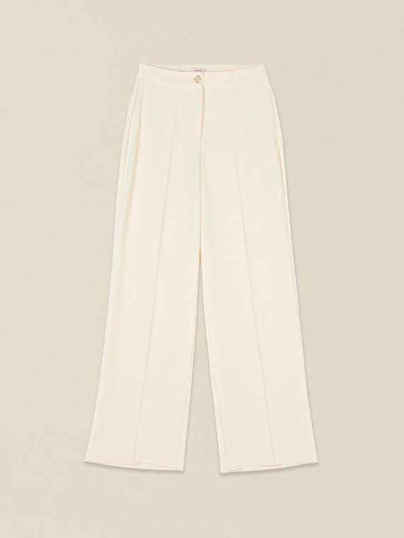 Pantalon palazzo en tissu cr&ecirc;pe