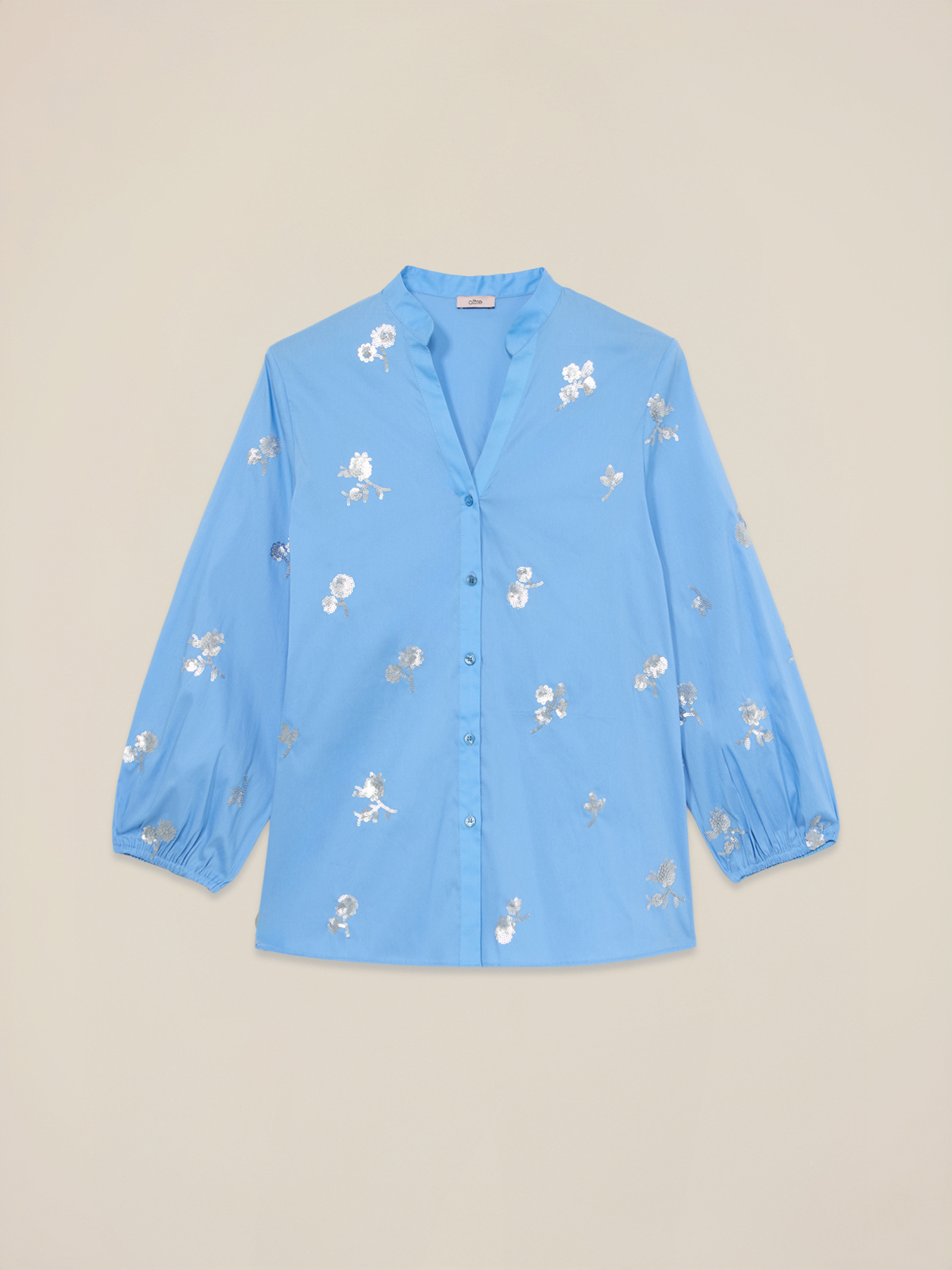 Camicia in popeline con ricami floreali image number 3