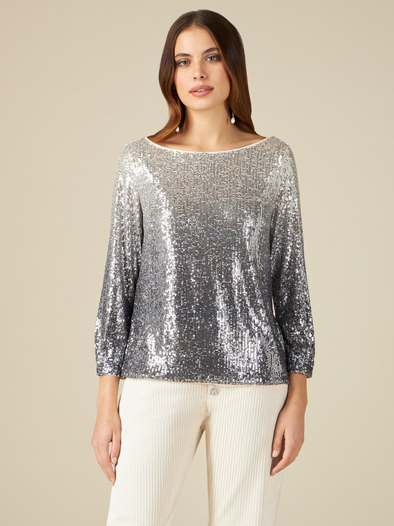Blusa in paillettes sfumate