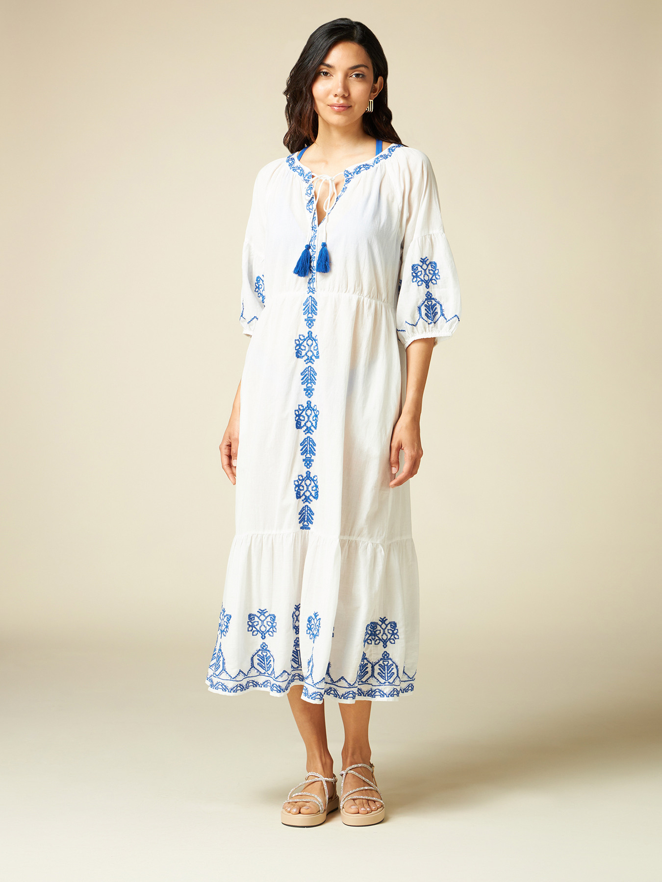 Vestito lungo estivo con ricami image number 3