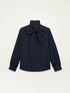 Denim shirt with bow image number 0