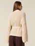 Mixed wool perforated cardigan with crystals and belt image number 1