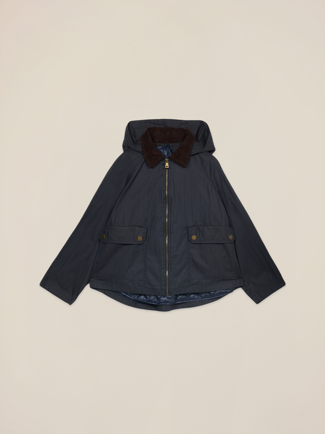 Short cotton parka with hood image number 4