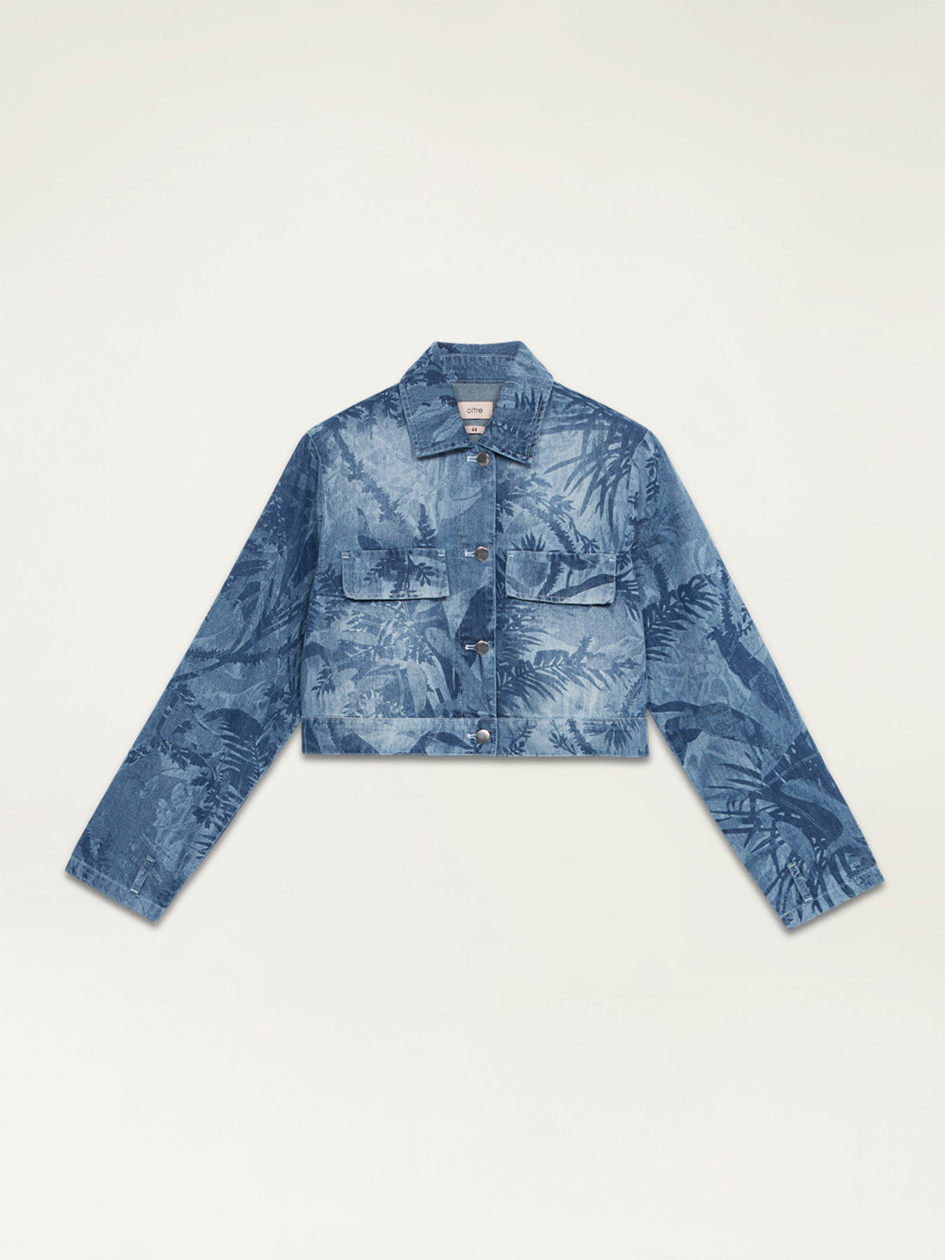 Short printed denim jacket image number 3