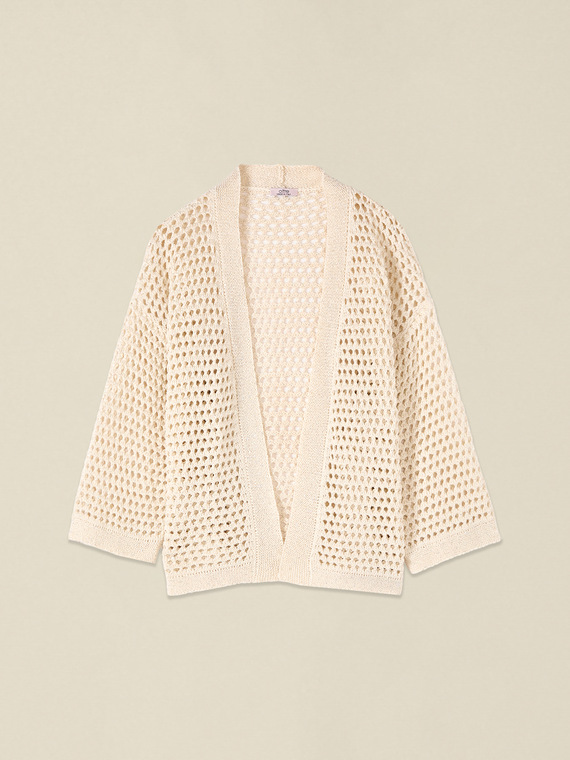Cardigan ajour&eacute; en m&eacute;lange de coton