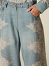 Wide-leg palazzo pants with denim effect and lace image number 2