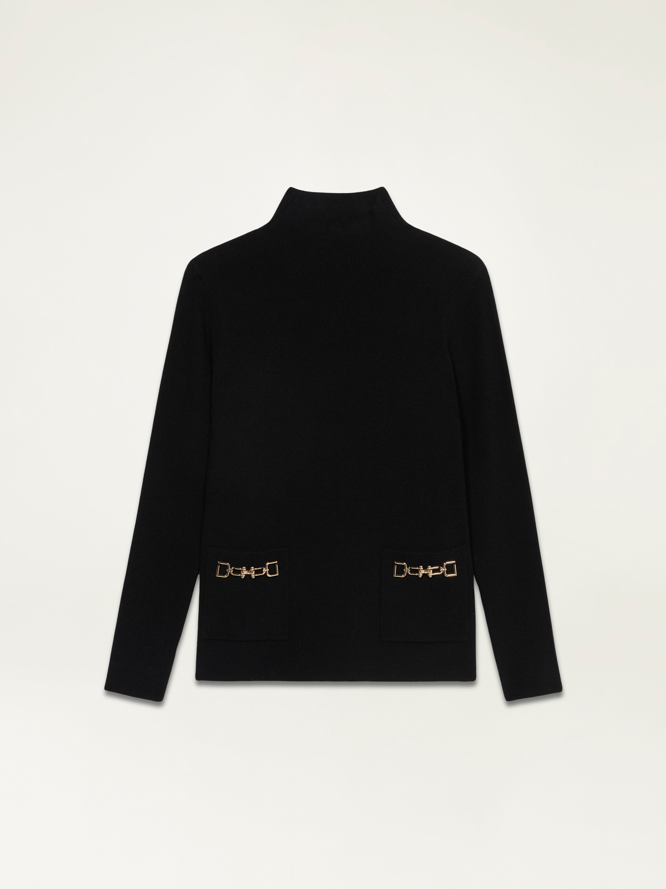 Jersey de cuello alto con bolsillos y cadenas image number 3