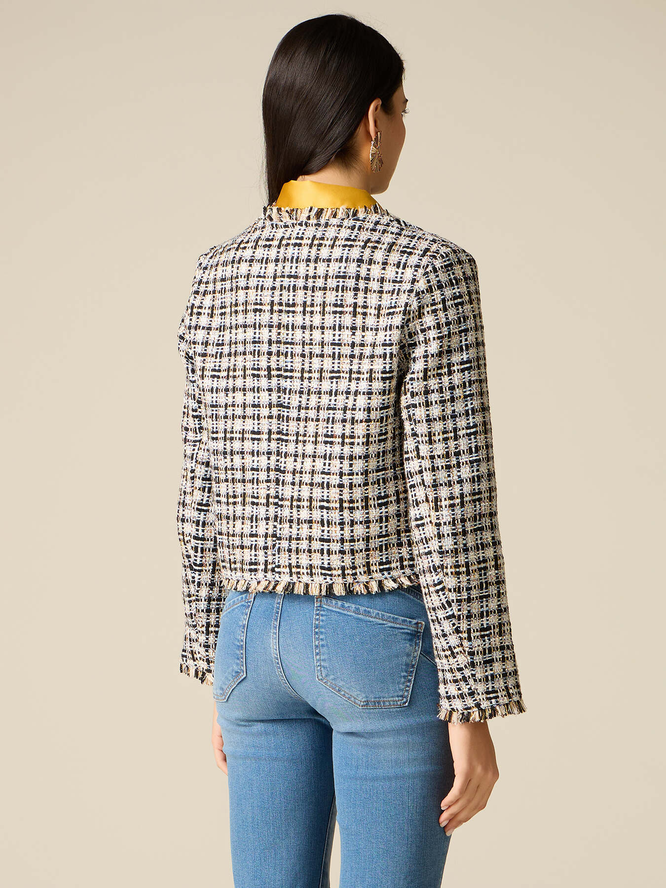 Jachetă scurtă din tweed cu broșă image number 1
