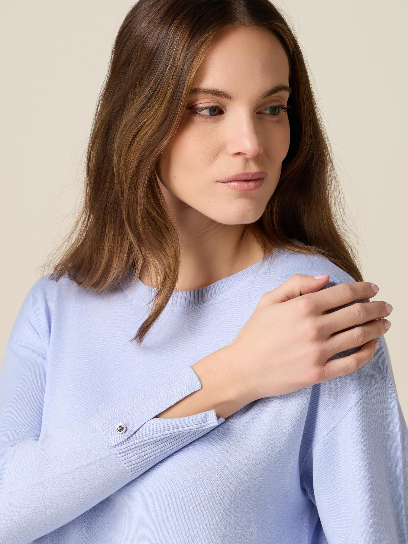 Viscose blend sweater with jewel buttons image number 2