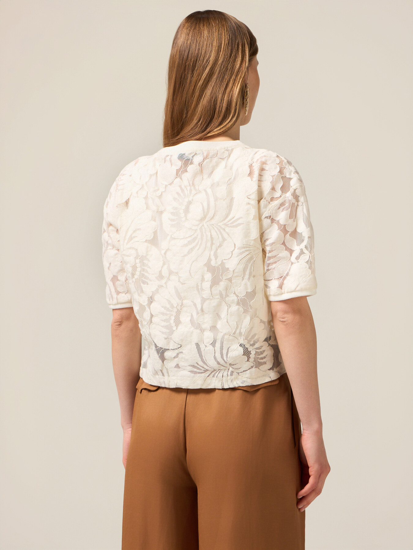 T-shirt boxy in pizzo image number 1