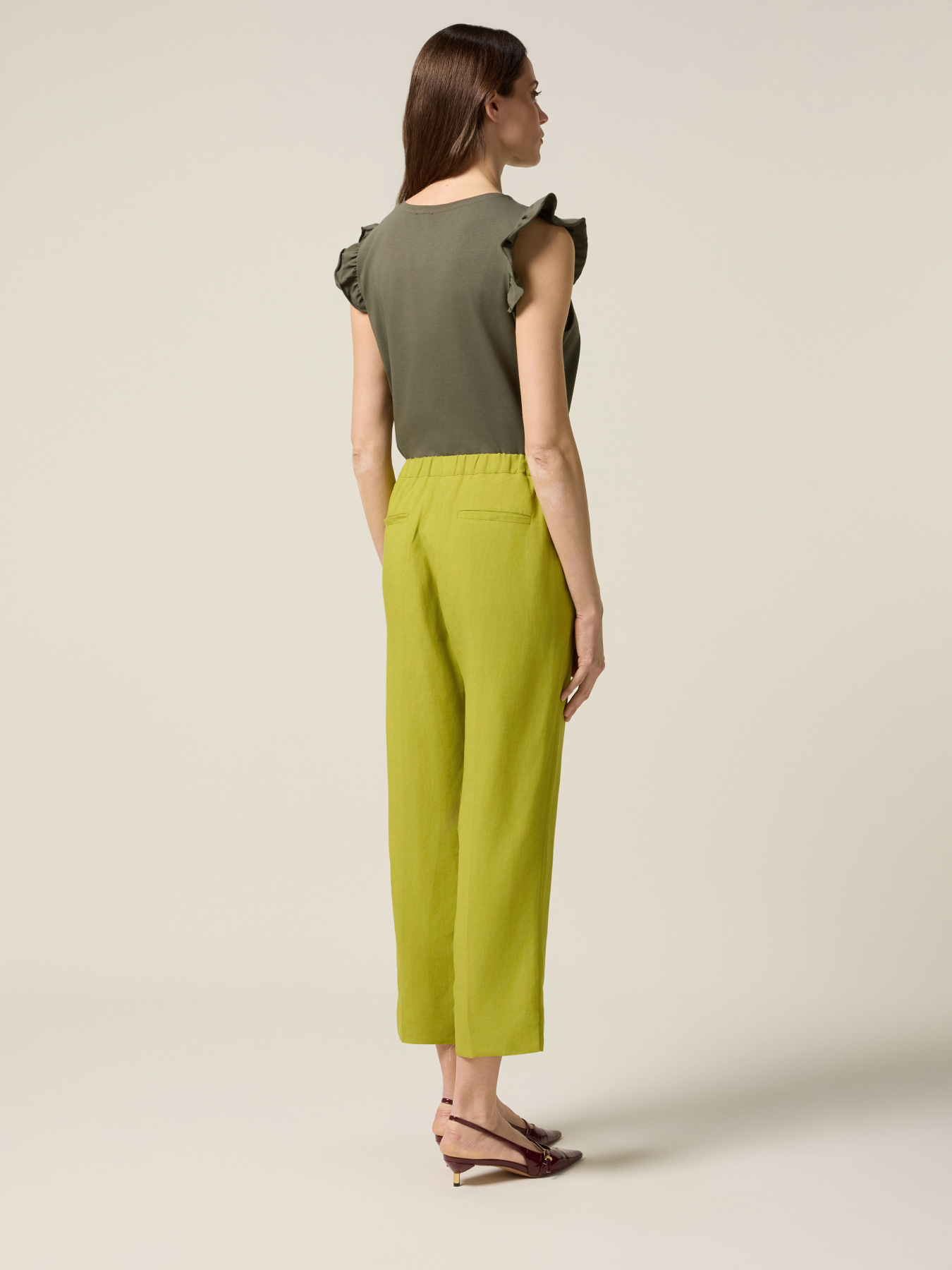 Pantaloni cropped misto lino image number 1