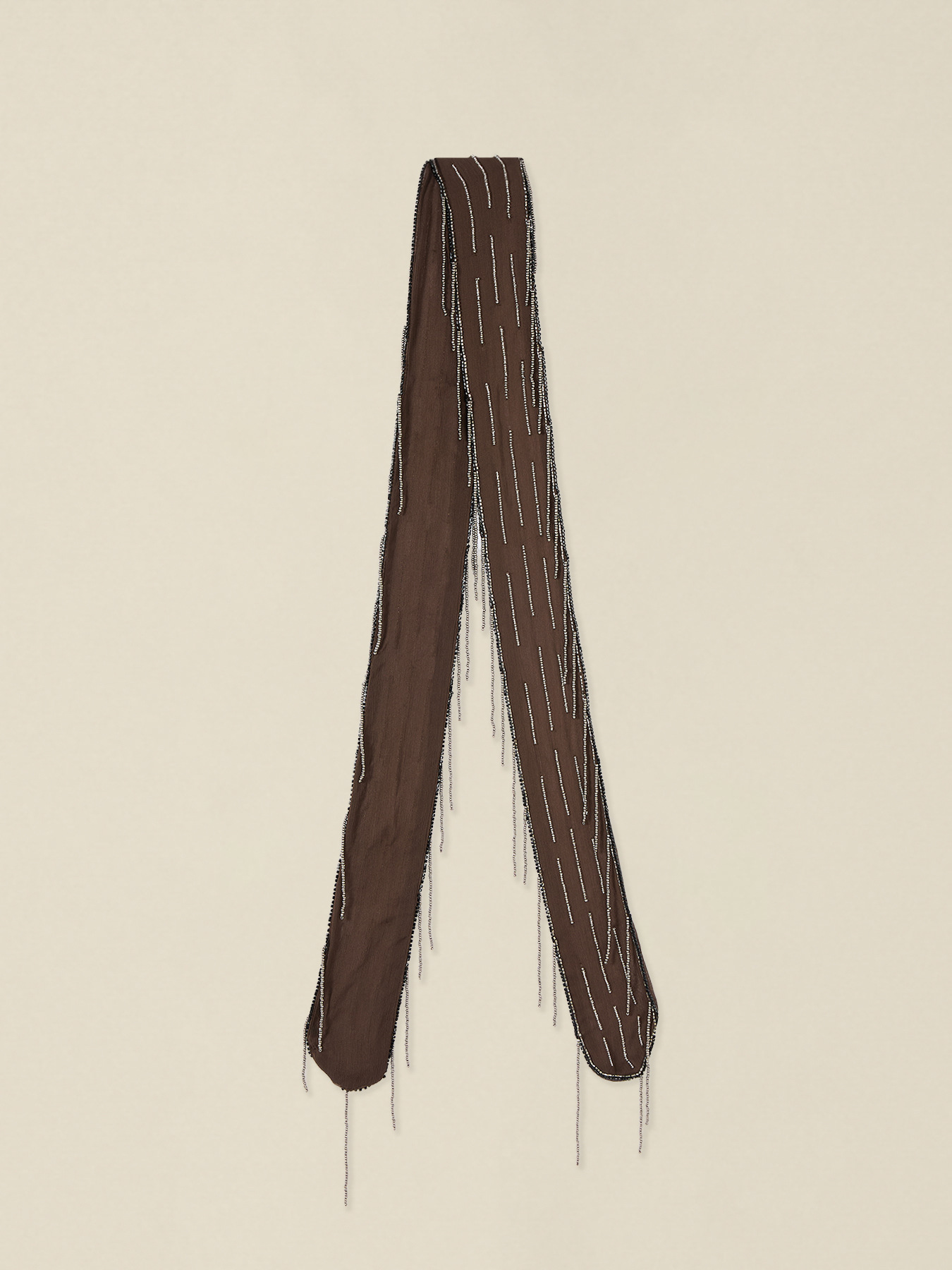 Long scarf with beaded fringes image number 1