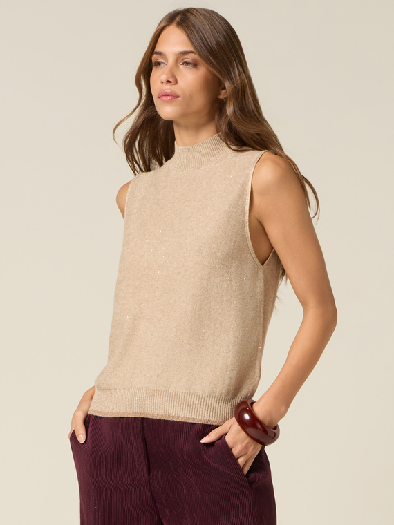 Top dolcevita misto cashmere