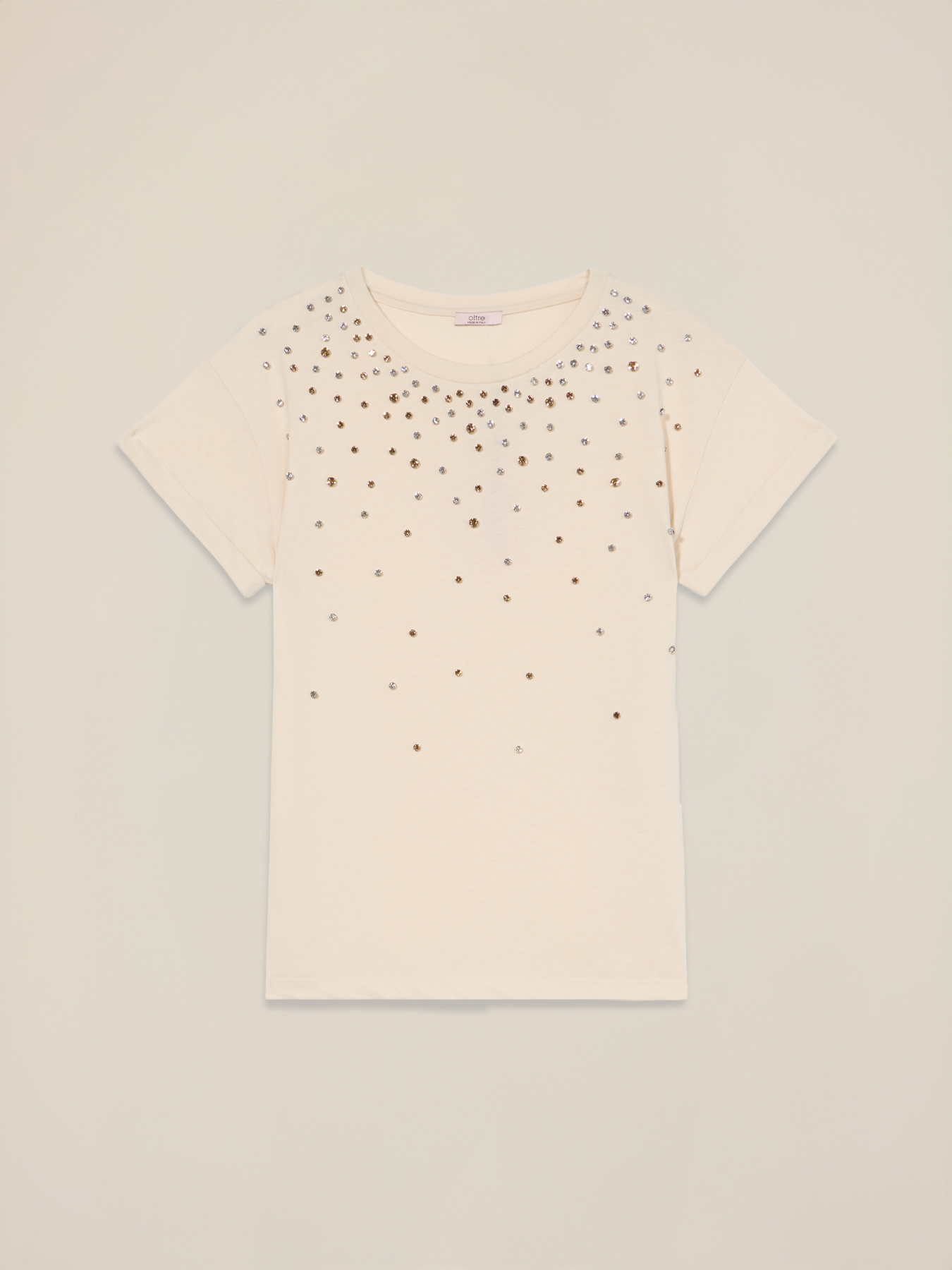 Tricou cu broderie cu pietre image number 3