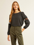 Blusa a pois con inserti in pizzo image number 1